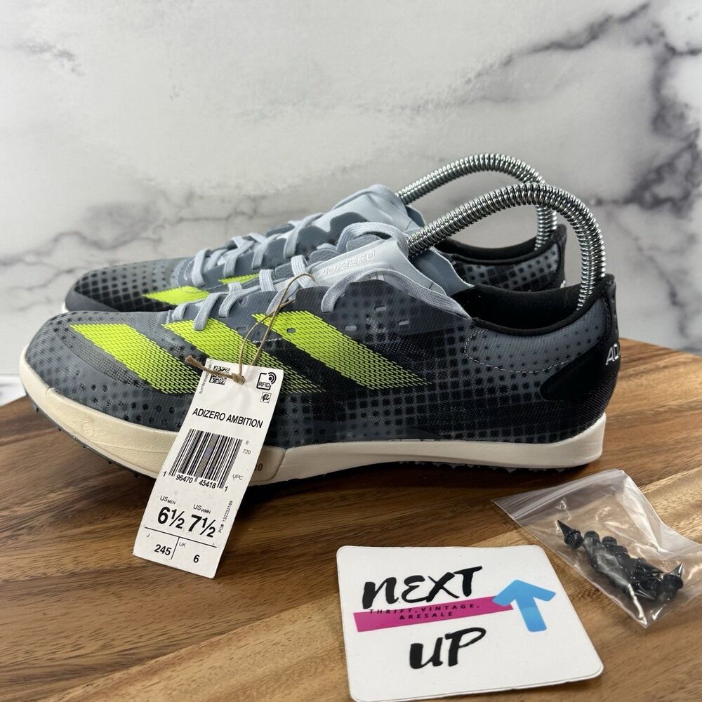 Mens 6.5/Womens 7.5-Adidas Adizero Ambition Track Spikes Blue Lucid Lemon IE2767